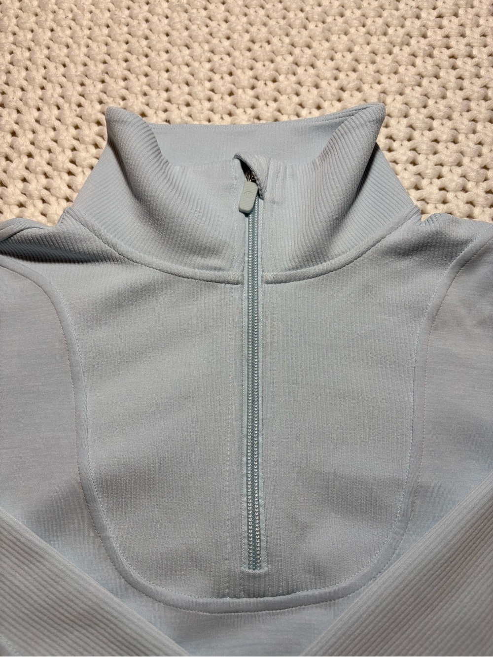 lululemon powder blue brushed Softstreme ribbed half zip size 6 - Picture 4 of 14